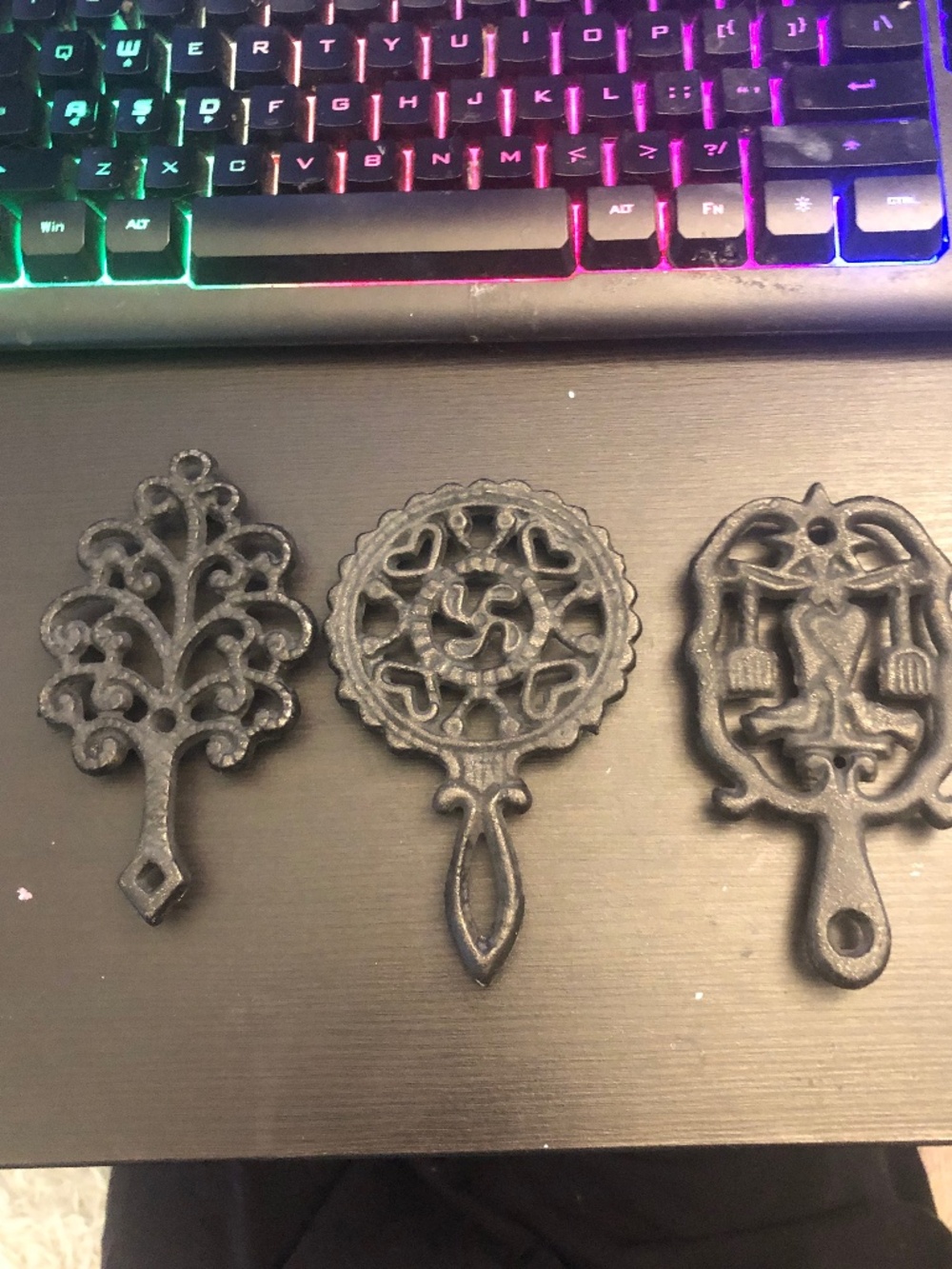 Vintage Cast Iron Trivet Set of 3